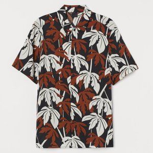 Men's H&M Collar Shirt | S/S | Patterned | Black/Beige/Brown | Size - M | NWT